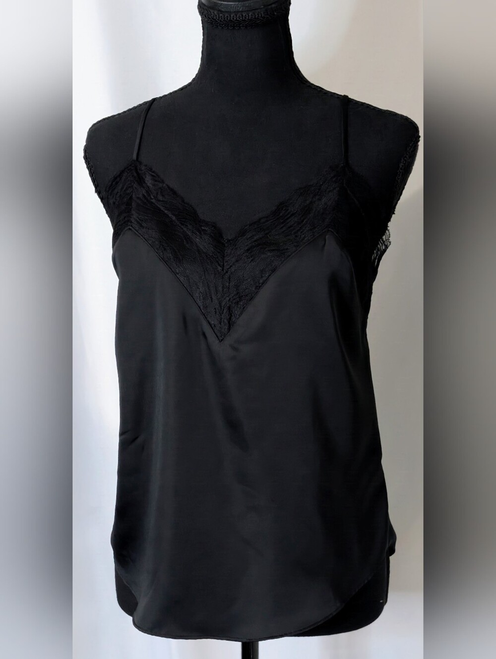 Express Black Satin Lace V-Neck Camisole Tank Top XS